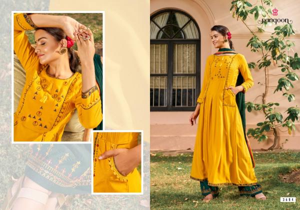 Rangoon Dastak Rayon Embroidery Designer Readymade suit